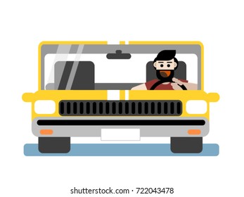 Man in yellow car vector