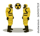 man with yellow radiation suit, vector illustration,flat style