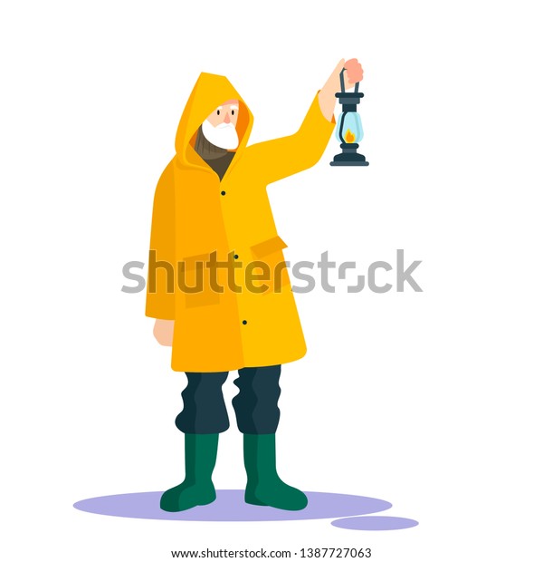 Man Yellow Raincoat Vector Illustration Old Stock Vector (Royalty Free ...