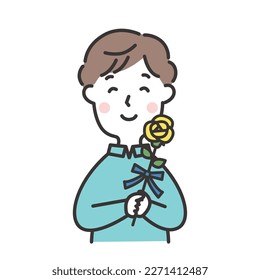 Man with Yellow Roses Father's Day Illustration