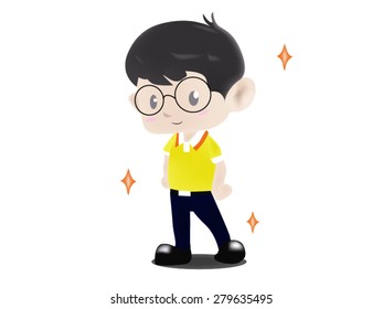 a man in a yellow shirt