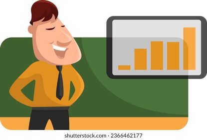 Man in yellow shirt, illustration, vector on a white background.