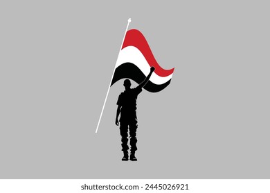 A Man with Yemen flag, Yemen national flag, Yemen flag vector illustration
