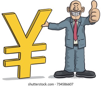 man with yen sign