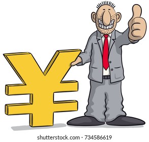 man with yen sign