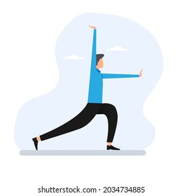 man yoga for health. Concept illustration for health. Vector illustration in flat style
