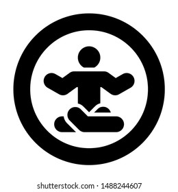 Man in yoga pose icon in circle round black color