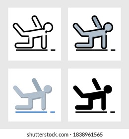 Hombre en yoga pose icono de diseño vectorial en línea llena, delgada, contorno y estilo plano.