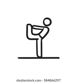 Man in yoga pose nataradzhasana vector sketch icon isolated on background. Hand drawn Man in yoga pose nataradzhasana icon. Man in yoga pose nataradzhasana sketch icon for infographic, website or app.