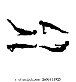 man Yoga poses black silhouette illustration on background vol 01
