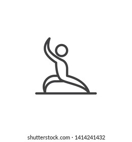 Man yoga, position line icon. linear style sign for mobile concept and web design. Man practice exercise outline vector icon. Sport, Healthy lifestyle symbol, logo illustration. Vector graphics