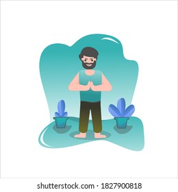 Man yoga relaxation vector illustration