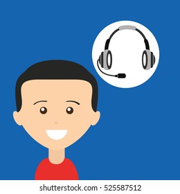 man young headphones for support vector illustration eps 10