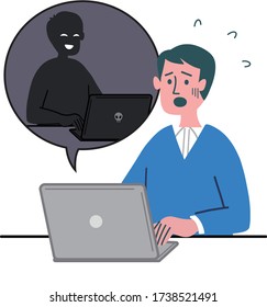 man young laptop computer hacking