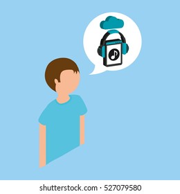 man young music streaming vector illustration eps 10