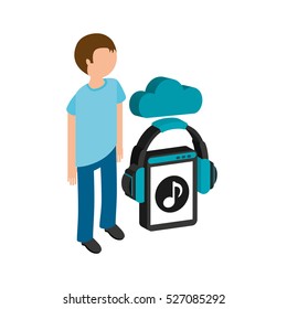 man young music streaming vector illustration eps 10