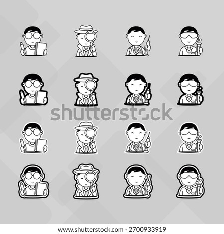 Man young old boy Avatar photo profile picture image icon set collection Vector Silhouettes flat sytle