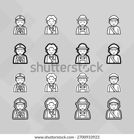 Man young old boy Avatar photo profile picture image icon set collection Vector Silhouettes flat sytle