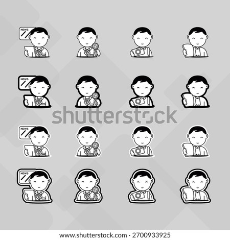 Man young old boy Avatar photo profile picture image icon set collection Vector Silhouettes flat sytle