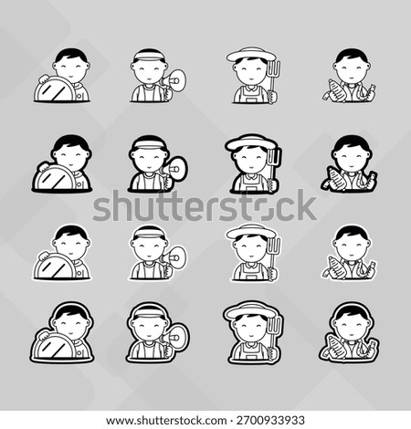 Man young old boy Avatar photo profile picture image icon set collection Vector Silhouettes flat sytle