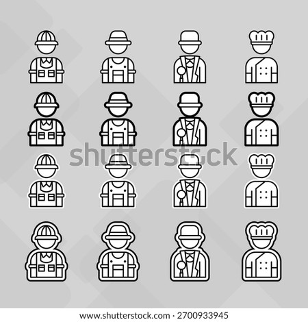 Man young old boy Avatar photo profile picture image icon set collection Vector Silhouettes flat sytle