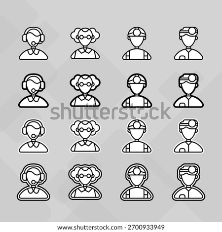 Man young old boy Avatar photo profile picture image icon set collection Vector Silhouettes flat sytle