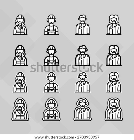 Man young old boy Avatar photo profile picture image icon set collection Vector Silhouettes flat sytle