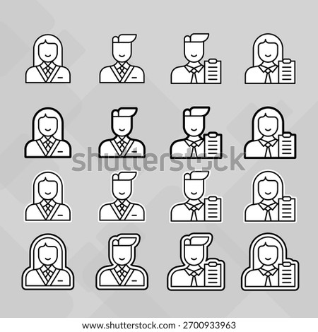 Man young old boy Avatar photo profile picture image icon set collection Vector Silhouettes flat sytle