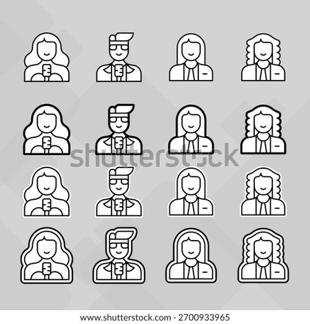 Man young old boy Avatar photo profile picture image icon set collection Vector Silhouettes flat sytle