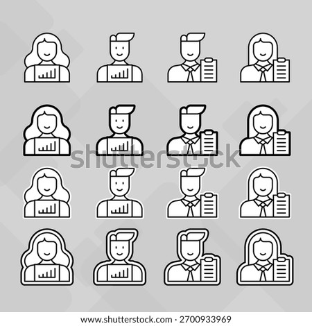 Man young old boy Avatar photo profile picture image icon set collection Vector Silhouettes flat sytle
