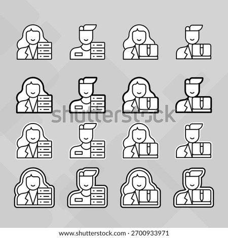 Man young old boy Avatar photo profile picture image icon set collection Vector Silhouettes flat sytle
