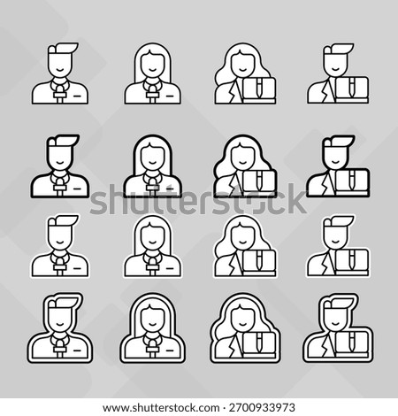 Man young old boy Avatar photo profile picture image icon set collection Vector Silhouettes flat sytle