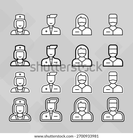 Man young old boy Avatar photo profile picture image icon set collection Vector Silhouettes flat sytle