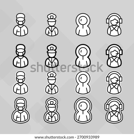 Man young old boy Avatar photo profile picture image icon set collection Vector Silhouettes flat sytle