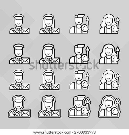 Man young old boy Avatar photo profile picture image icon set collection Vector Silhouettes flat sytle