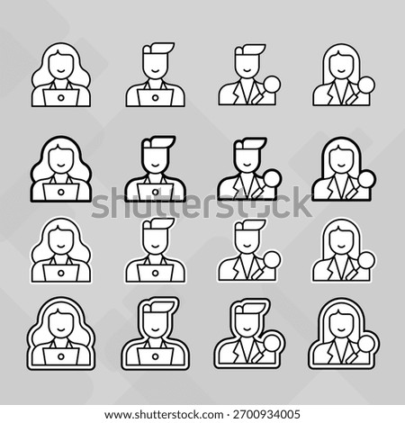 Man young old boy Avatar photo profile picture image icon set collection Vector Silhouettes flat sytle