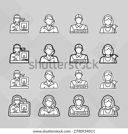 Man young old boy Avatar photo profile picture image icon set collection Vector Silhouettes flat sytle