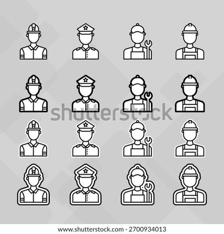 Man young old boy Avatar photo profile picture image icon set collection Vector Silhouettes flat sytle