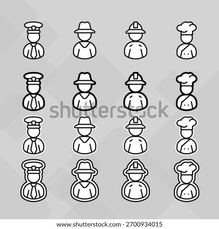 Man young old boy Avatar photo profile picture image icon set collection Vector Silhouettes flat sytle