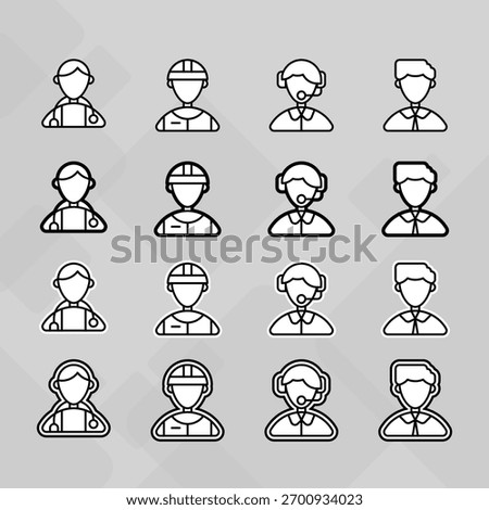 Man young old boy Avatar photo profile picture image icon set collection Vector Silhouettes flat sytle