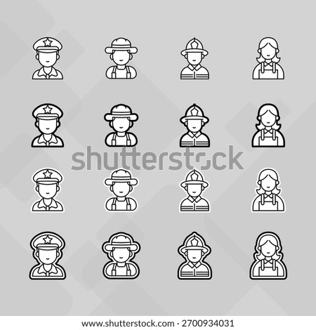 Man young old boy Avatar photo profile picture image icon set collection Vector Silhouettes flat sytle