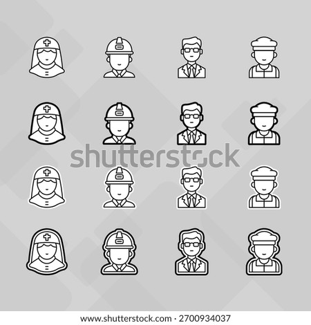 Man young old boy Avatar photo profile picture image icon set collection Vector Silhouettes flat sytle
