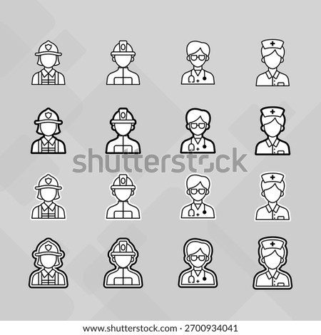 Man young old boy Avatar photo profile picture image icon set collection Vector Silhouettes flat sytle