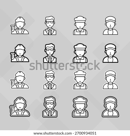Man young old boy Avatar photo profile picture image icon set collection Vector Silhouettes flat sytle