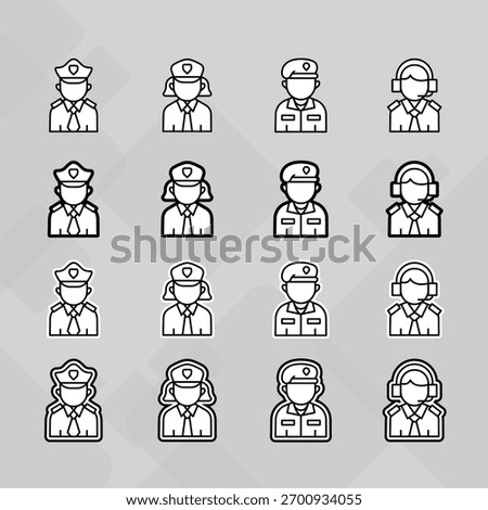 Man young old boy Avatar photo profile picture image icon set collection Vector Silhouettes flat sytle