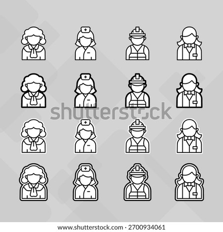 Man young old boy Avatar photo profile picture image icon set collection Vector Silhouettes flat sytle