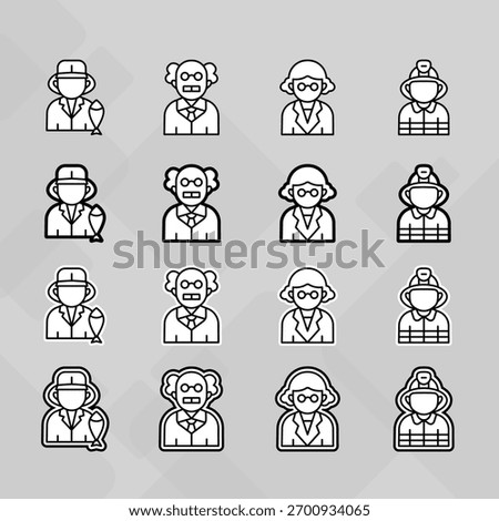 Man young old boy Avatar photo profile picture image icon set collection Vector Silhouettes flat sytle