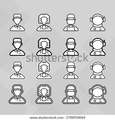 Man young old boy Avatar photo profile picture image icon set collection Vector Silhouettes flat sytle