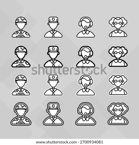 Man young old boy Avatar photo profile picture image icon set collection Vector Silhouettes flat sytle