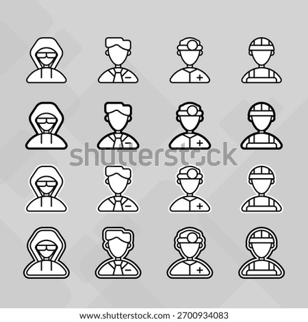 Man young old boy Avatar photo profile picture image icon set collection Vector Silhouettes flat sytle